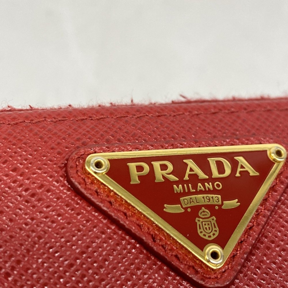 Prada Long Wallet Saffiano Leather Red Women's - Picture 9 of 12